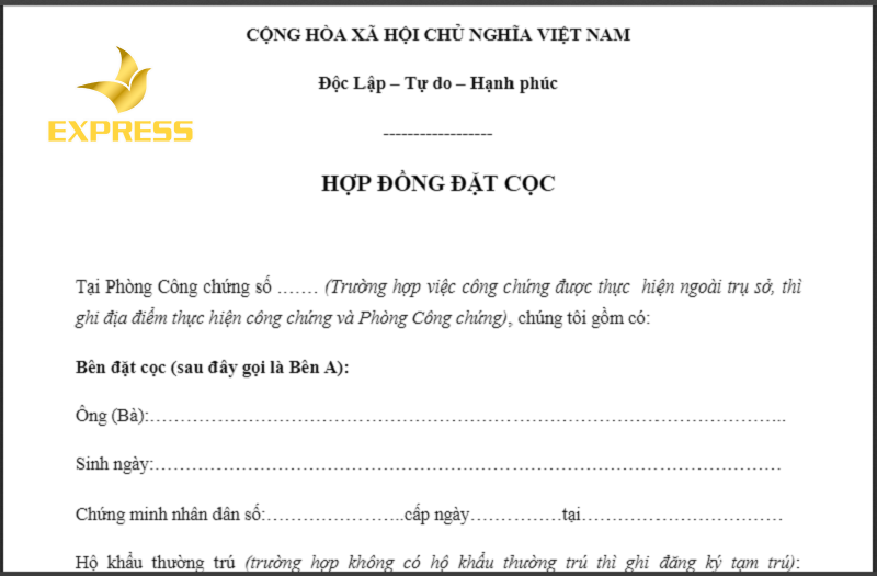 Tiến hành soạn thảo hợp đồng đặt cọc