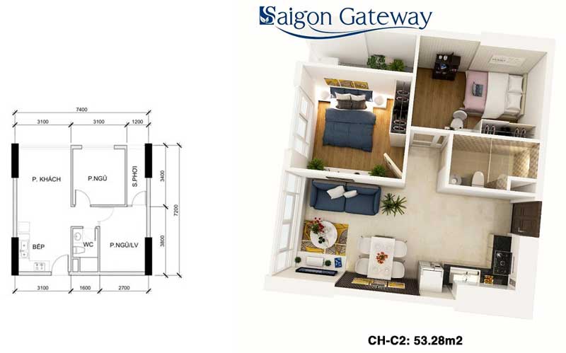 thiết kế căn hộ saigon gateway