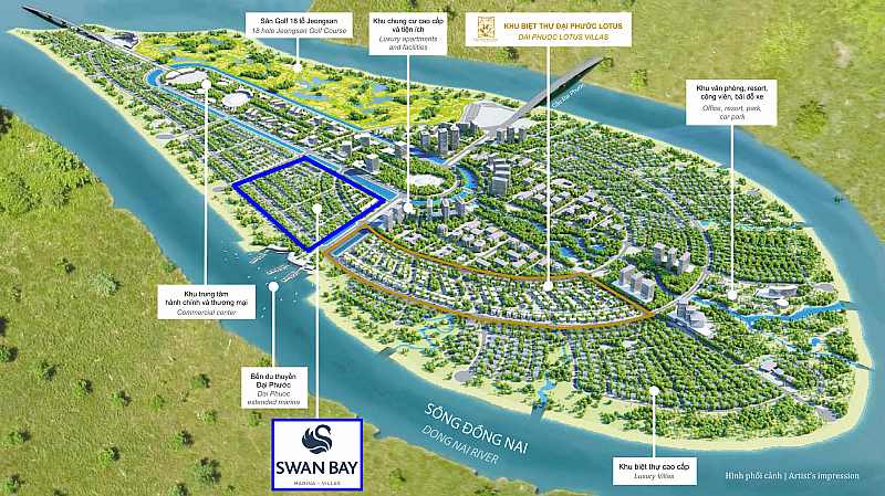 Địa thế hình giọt nước của khu đô thị sinh thái Swan Bay