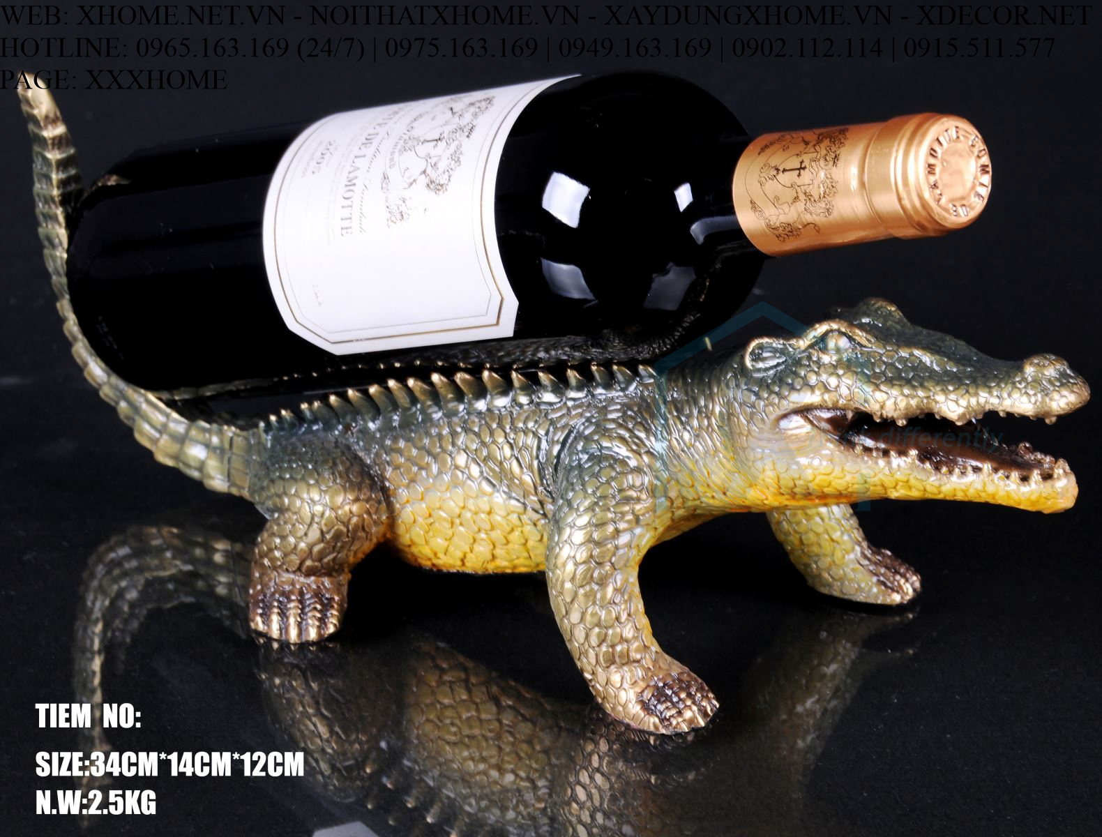 Decor bằng đồng X HOME Hà Nội Hồ Chí Minh Kệ rượu cá sấu