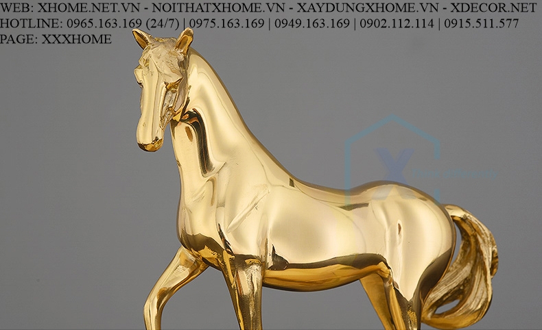 Decor bằng đồng X HOME Hà Nội Hồ Chí Minh Ngựa đồng mạ vàng