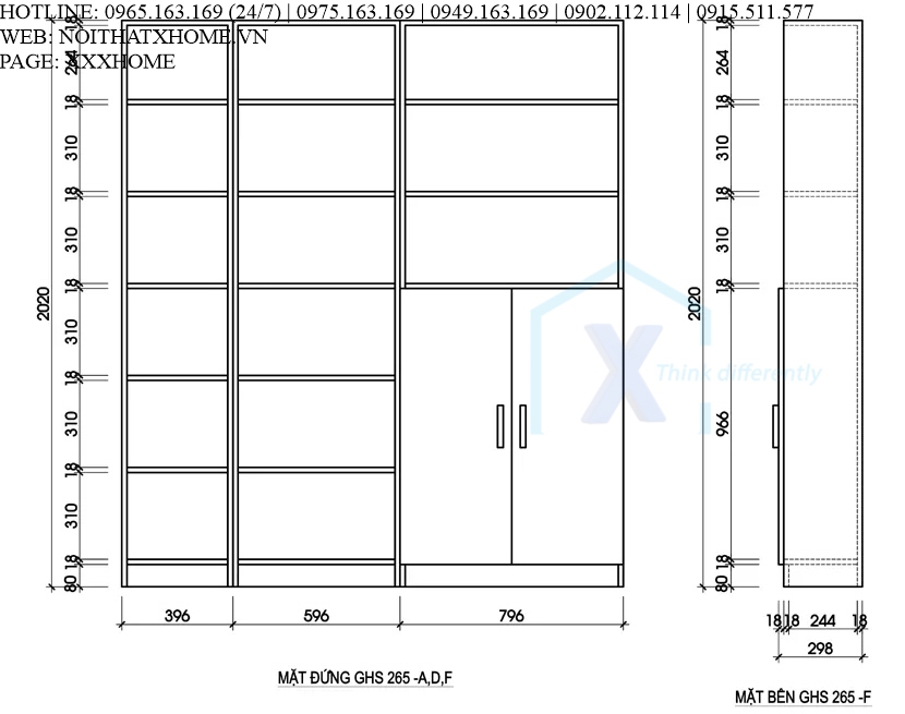 GIÁ SÁCH TỦ SÁCH GỖ X HOME Hà Nội Sài Gòn Hồ Chí Minh XHOME3316