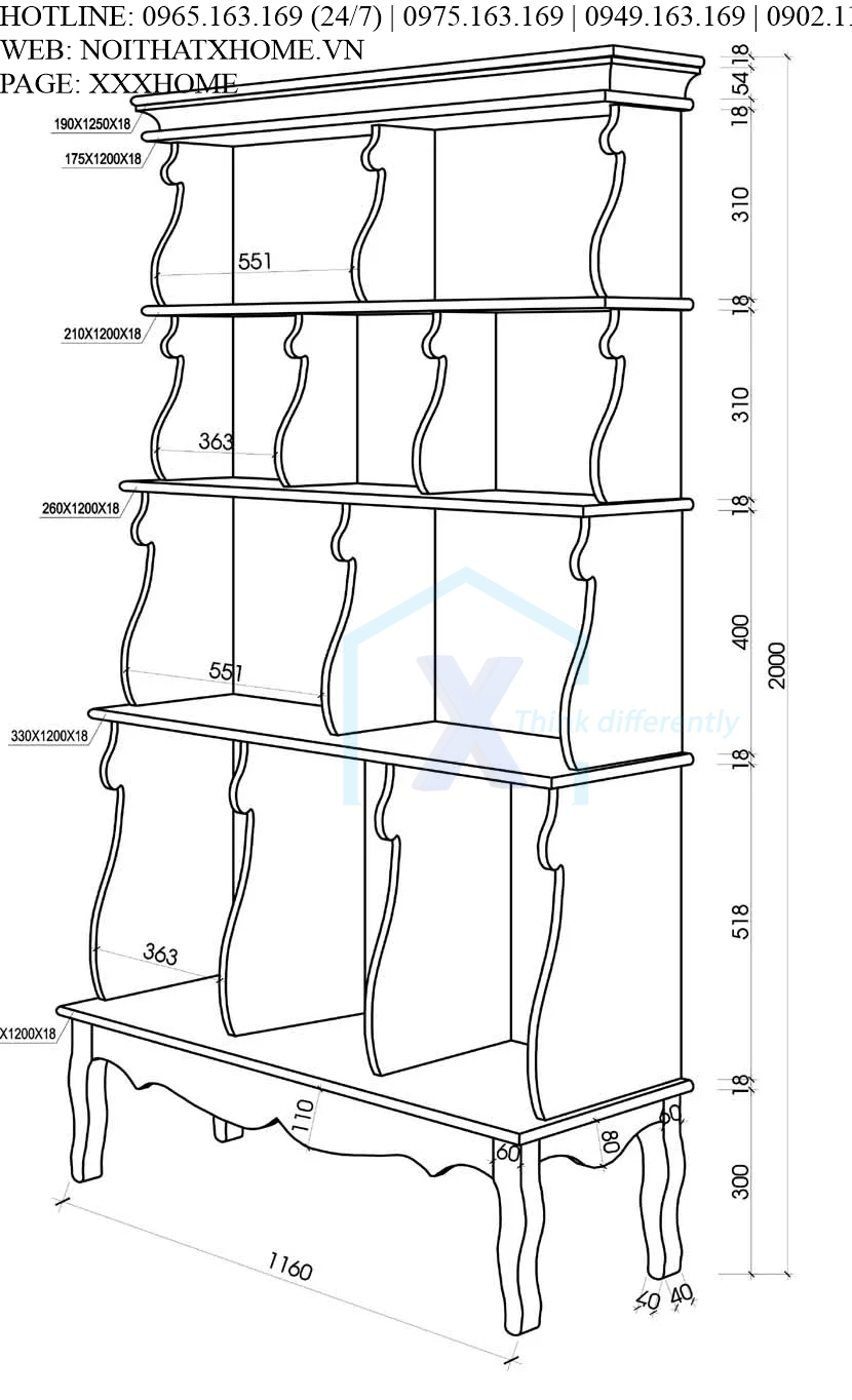 GIÁ SÁCH TỦ SÁCH GỖ X HOME Hà Nội Sài Gòn Hồ Chí Minh XHOME4404