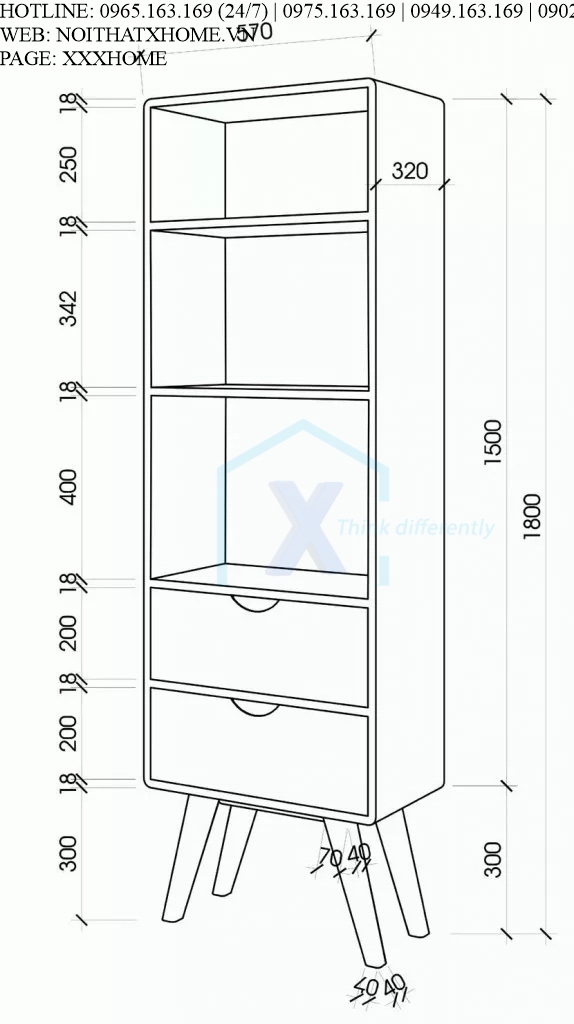 GIÁ SÁCH TỦ SÁCH GỖ X HOME Hà Nội Sài Gòn Hồ Chí Minh XHOME4425