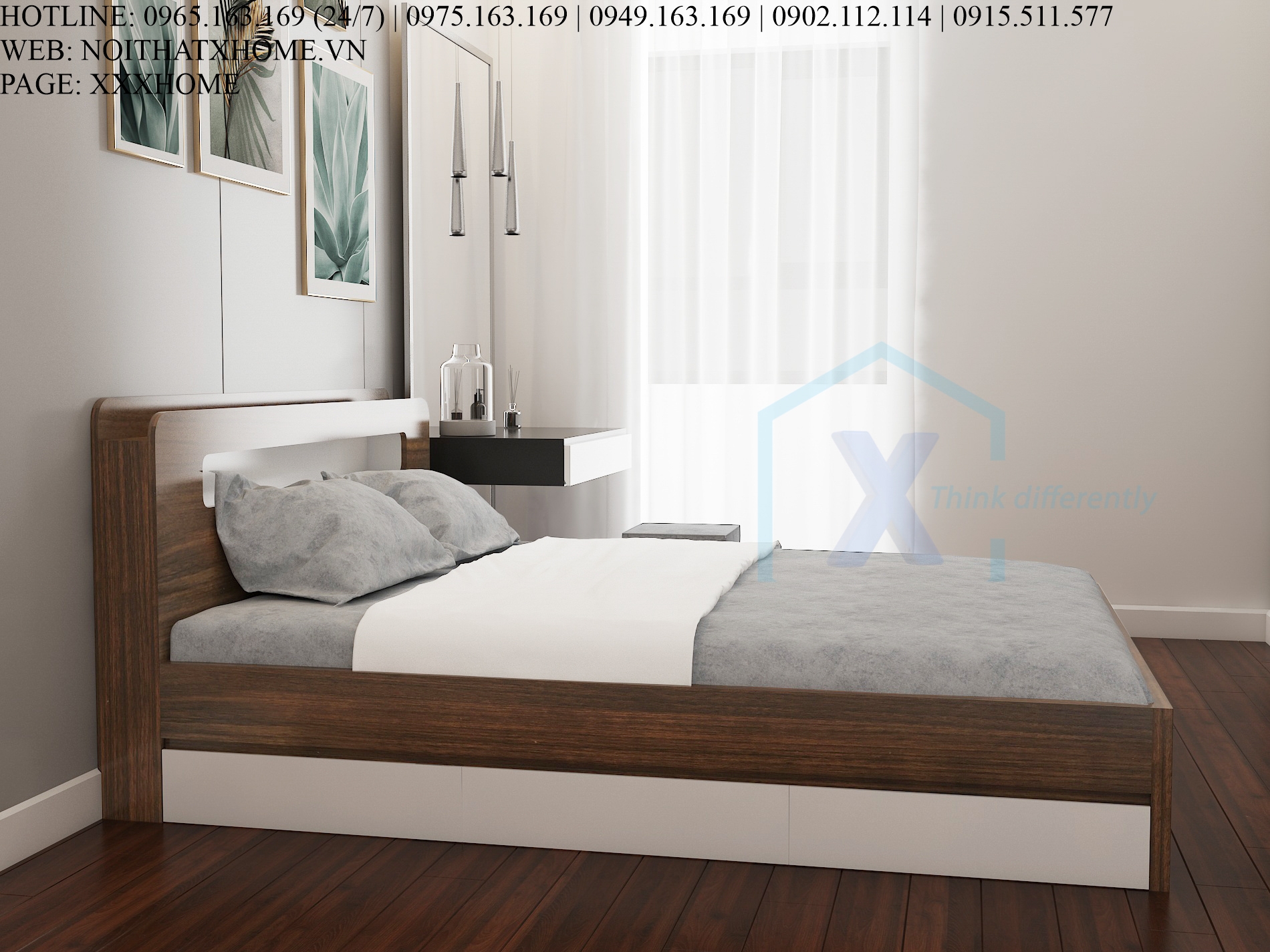 GIƯỜNG NGỦ GỖ CÔNG NGHIỆP X HOME HÀ NỘI SÀI GÒN HỒ CHÍ MINH XHOME05