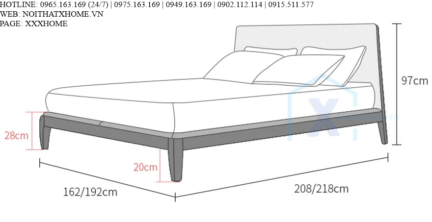 GIƯỜNG NGỦ GỖ TỰ NHIÊN X HOME Hà Nội XHOME1104