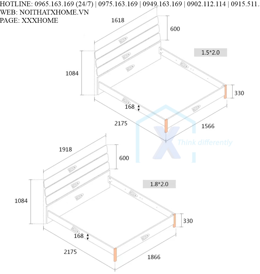 GIƯỜNG NGỦ GỖ TỰ NHIÊN X HOME Hà Nội XHOME2210