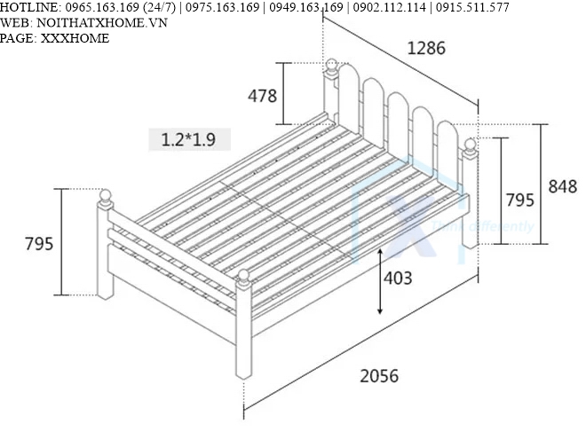 GIƯỜNG NGỦ GỖ TỰ NHIÊN X HOME Hà Nội XHOME2212