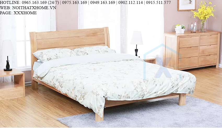 GIƯỜNG NGỦ GỖ TỰ NHIÊN X HOME Hà Nội XHOME3346