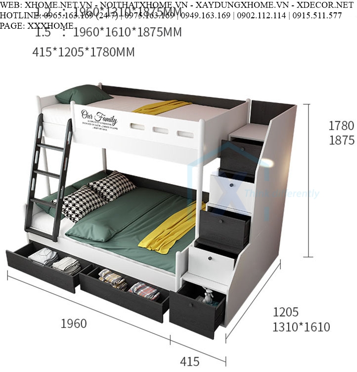 GIƯỜNG TẦNG TRẺ EM X HOME SÀI GÒN HỒ CHÍ MINH HÀ NỘI XHOME3303