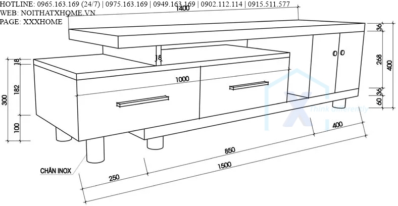 KỆ TIVI GỖ X HOME Hà Nội Sài Gòn Hồ Chí Minh XHOME1103