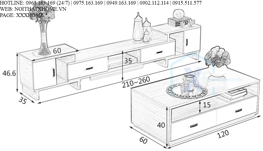 KỆ TIVI GỖ X HOME Hà Nội Sài Gòn Hồ Chí Minh XHOME3340