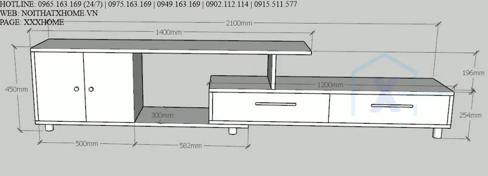 KỆ TIVI GỖ X HOME Hà Nội Sài Gòn Hồ Chí Minh XHOME3335