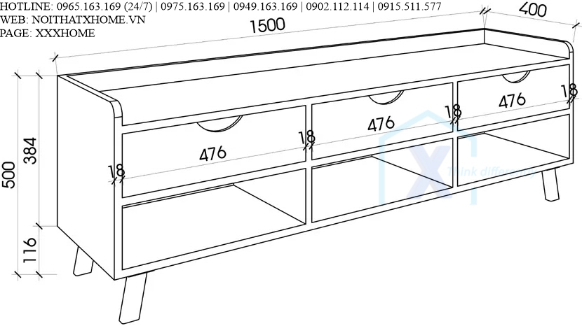 KỆ TIVI GỖ X HOME Hà Nội Sài Gòn Hồ Chí Minh XHOME5502