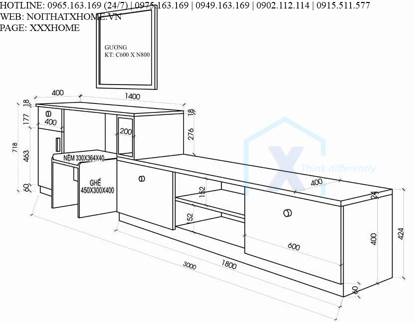 KỆ TIVI GỖ X HOME Hà Nội Sài Gòn Hồ Chí Minh XHOME5509