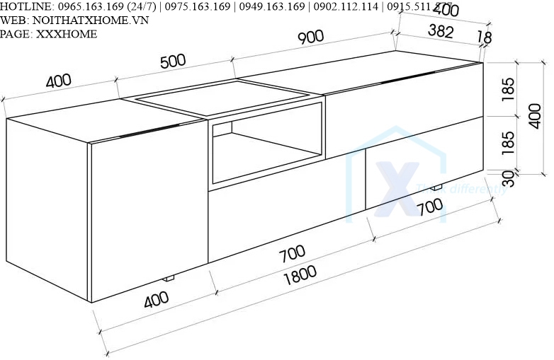 KỆ TIVI GỖ X HOME Hà Nội Sài Gòn Hồ Chí Minh XHOME6632