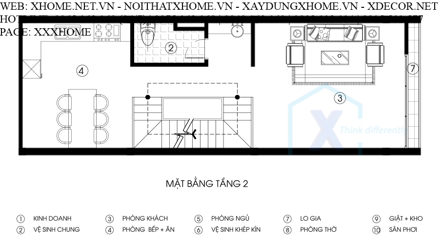 THIẾT KẾ THI CÔNG KIẾN TRÚC NHÀ PHỐ X HOME HÀ NỘI XHOME10