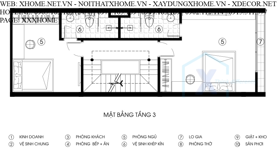 THIẾT KẾ THI CÔNG KIẾN TRÚC NHÀ PHỐ X HOME HÀ NỘI XHOME10