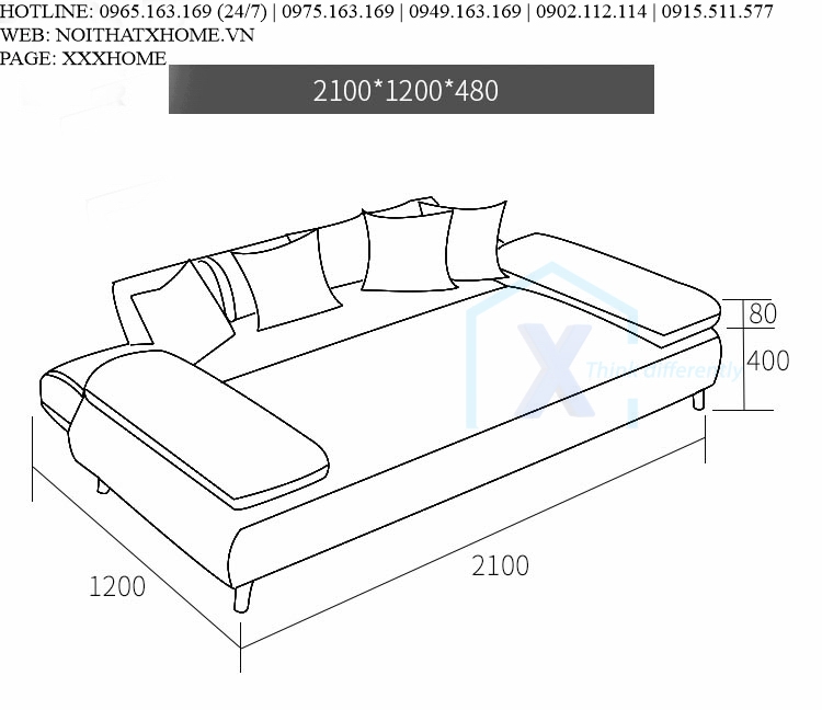 GHẾ SOFA NỈ CAO CẤP X HOME Hà Nội XHOME1206