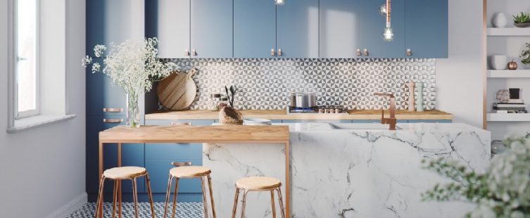  Ý tưởng thiết kế phòng bếp tông màu xanh xua tan nắng nóng mùa hè					
