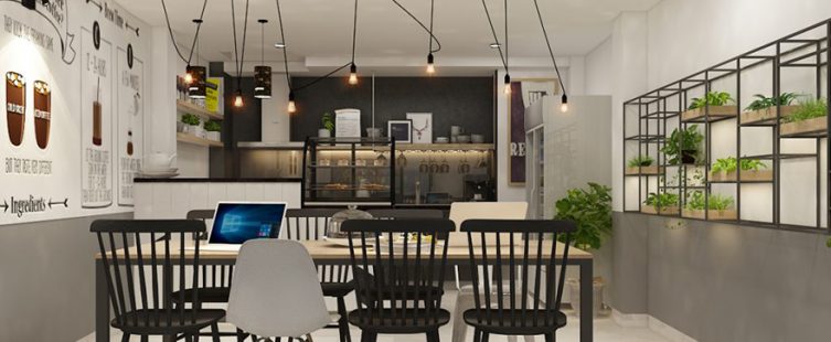  Thiết kế quán café đơn giản và hiện đại theo phong cách Châu Âu					