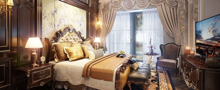  Tham khảo cách trang trí phòng ngủ theo phong cách cổ điển sang trọng					