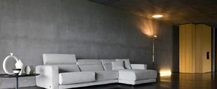  Thiết kế nội thất bằng bê tông cho không gian phòng khách					