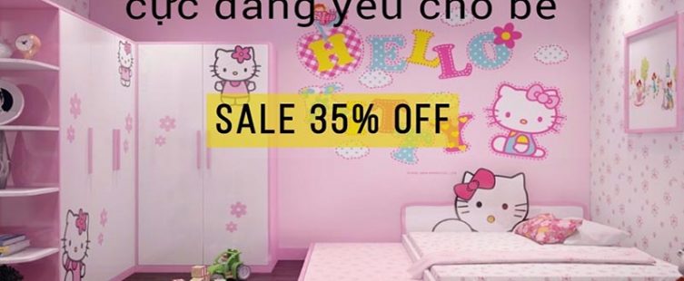  Sốc giá tháng 9, giảm giá 35% mẫu tủ quần áo Hello Kitty cực đáng yêu cho bé.					
