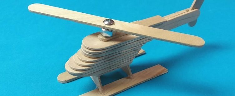  Cách làm máy bay trực thăng mini bằng que kem gỗ handmade					