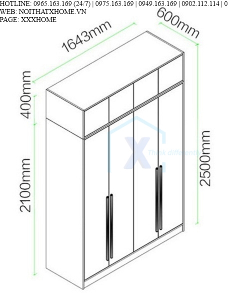 TỦ QUẦN ÁO TỦ ĐỒ GỖ X HOME Hà Nội Sài Gòn XHOME3345