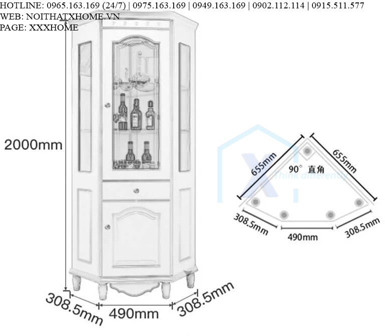 TỦ RƯỢU GỖ X HOME Hà Nội Sài Gòn Hồ Chí Minh XHOME1101