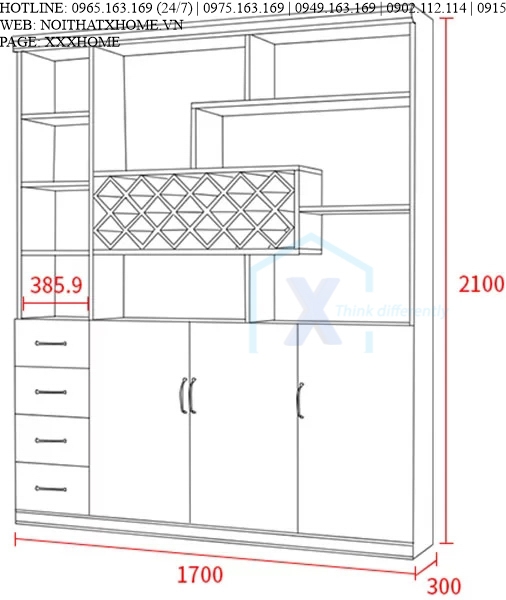 TỦ RƯỢU GỖ X HOME Hà Nội Sài Gòn Hồ Chí Minh XHOME1111